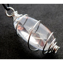 Small Clear Quartz Gemstone Lingam Spiral Pendant